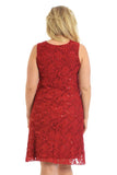 Purple Floral Lace Sequin Ladies Sleeveless Party Dress For Women 20-22 - Dropwear