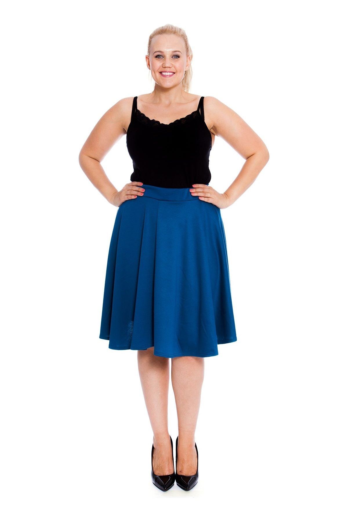 Coral Flared Elastic Waist Skater Skirt For Women 26-28 - Dropwear