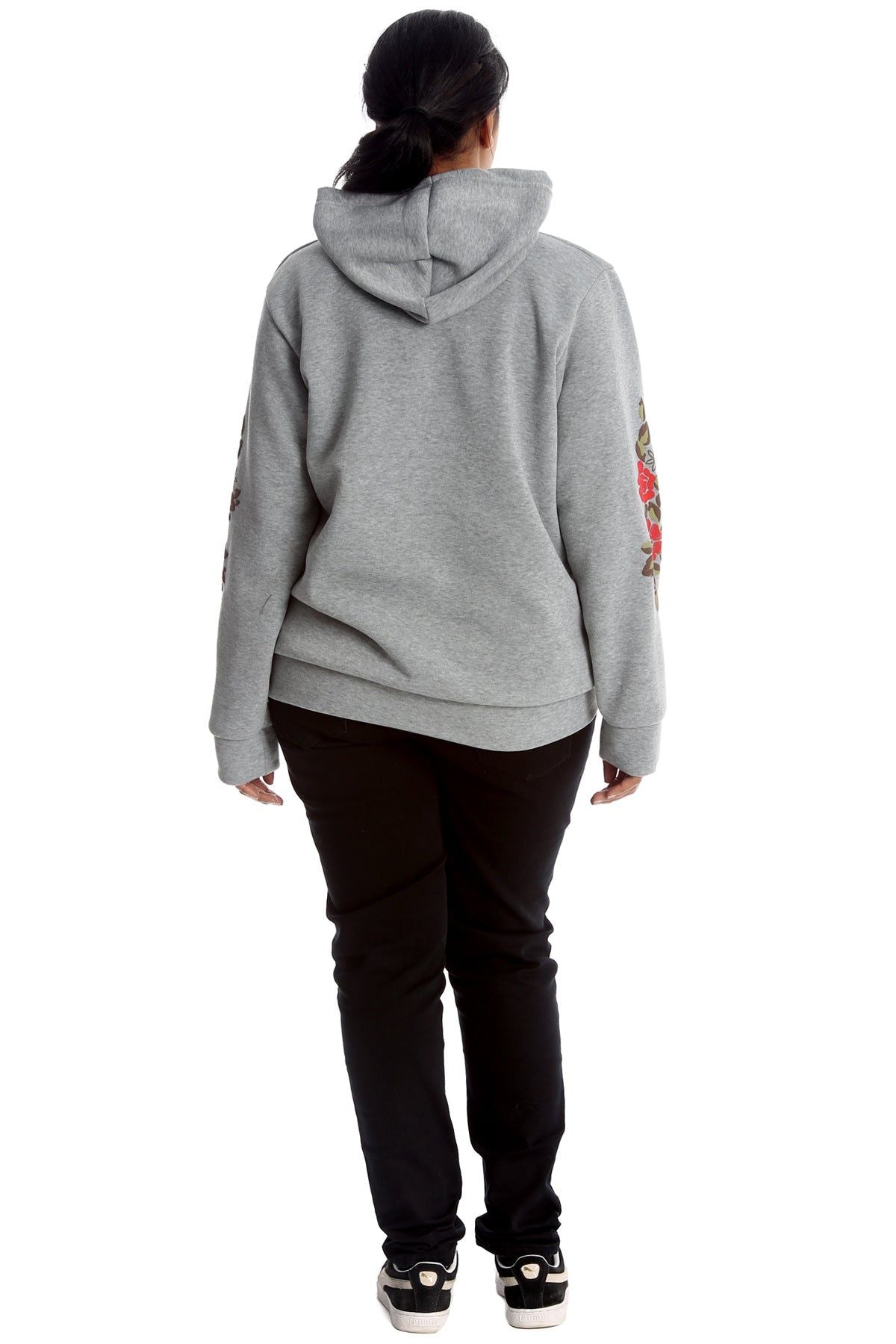 Red Embroidered Pouch Pocket Sweatshirt For Women 16-18 - Dropwear