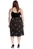 Pink Circle Black Plus Size Circle Print Midi Skirt For Women 28-30 - Dropwear