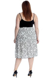 Paisley White Plus Size Paisley White Print Midi Skirt For Women 28-30 - Dropwear