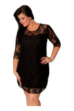 Turquoise Lace Lined 3/4 Knee Length Dress For Women 14 - Dropwear