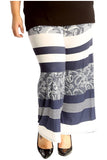Navy Abstract Plus Size Navy Abstract Print Palazzo Trouser For Women 16-18 - Dropwear