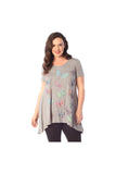 Green Butterfly Hanky Hem Short Sleeve Top For Women 22-24 - Dropwear
