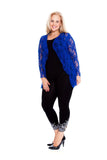 Purple Floral Lace Open Cardigan Waterfall Top For Women 16 - Dropwear