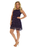 Red Floral Lace Sequin Ladies Sleeveless Party Dress For Women 12-14 - Dropwear