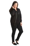 Black Plain Bomber Jacket Sleeve Top For Women 26-28 - Dropwear
