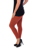 Brown Plus Size Plain Long Leggings For Women 20-22 - Dropwear