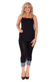 Dark Grey Scallop Edge Sequin Leggings For Women 12-14 - Dropwear