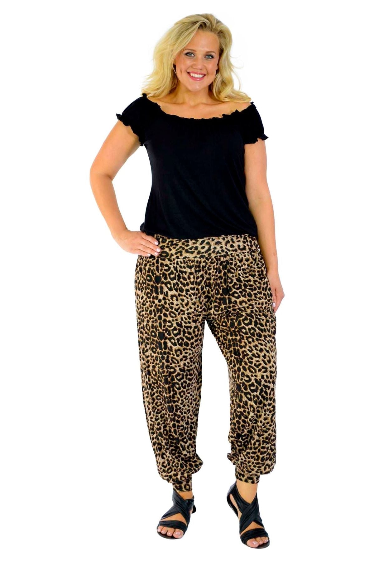 Leopard Plus Size Leopard Print Harem Trouser For Women 24-26 - Dropwear