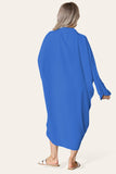 Denim High-Low Oversized Button Long Top Shirt Dress with Hem andÂ LongÂ Sleeves For Women ONE SIZE UK FIT (14 TO 22) - Dropwear