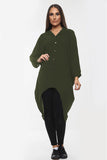High-Low Oversized Button Long Top Shirt Dress with Hem andÂ LongÂ Sleeves For Women  - Dropwear