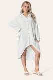 High-Low Oversized Button Long Top Shirt Dress with Hem andÂ LongÂ Sleeves For Women  - Dropwear
