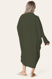 High-Low Oversized Button Long Top Shirt Dress with Hem andÂ LongÂ Sleeves For Women  - Dropwear