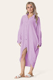 Coral High-Low Oversized Button Long Top Shirt Dress with Hem andÂ LongÂ Sleeves For Women ONE SIZE UK FIT (14 TO 22) - Dropwear