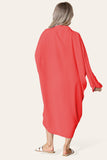 White/Cream High-Low Oversized Button Long Top Shirt Dress with Hem andÂ LongÂ Sleeves For Women ONE SIZE UK FIT (14 TO 22) - Dropwear