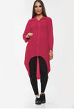 High-Low Oversized Button Long Top Shirt Dress with Hem andÂ LongÂ Sleeves For Women  - Dropwear