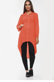 High-Low Oversized Button Long Top Shirt Dress with Hem andÂ LongÂ Sleeves For Women  - Dropwear