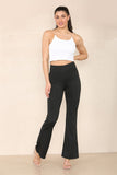 Charcoal High Waisted Wide Leg Flared Palazzo Trousers For Women S/M - Dropwear