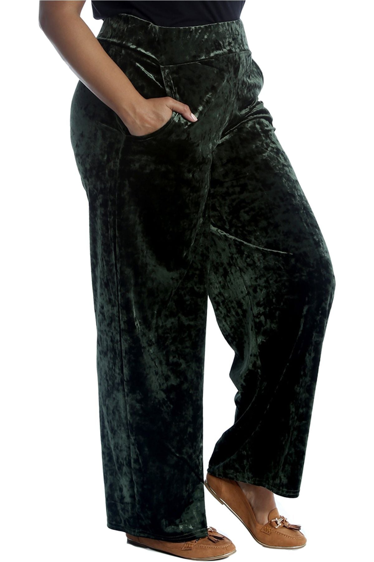 Velour Velvet Wide Flared Leg Pocket Palazzo For Women  - Dropwear