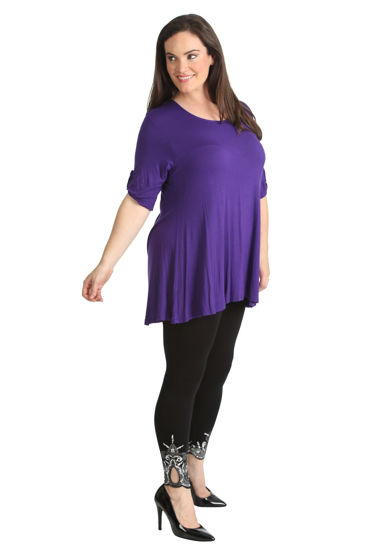 Royal Blue Womens Scoop Neck Flared Ladies Plain Tops For Women 26-28 - Dropwear