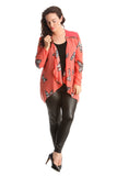 Cerise Chiffon Butterfly Print Sheer Cardigan Top For Women 14 - Dropwear