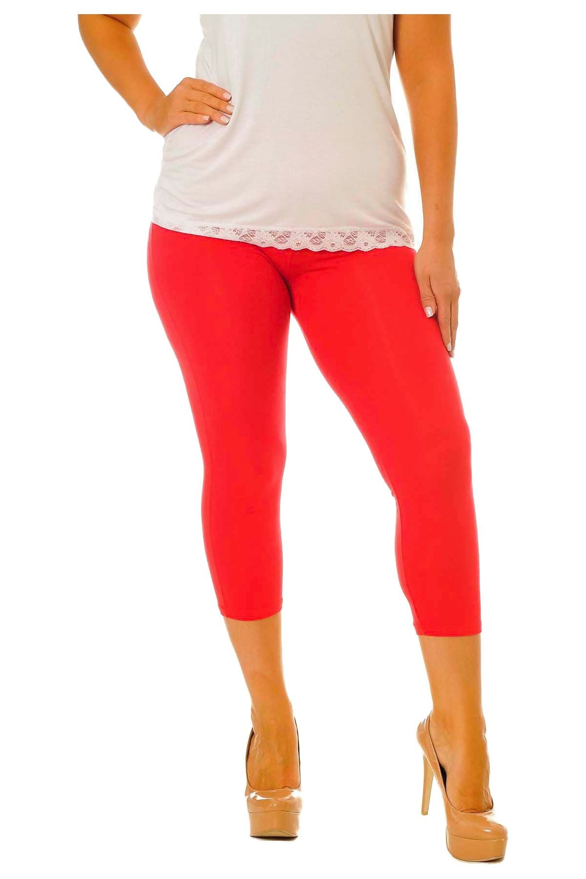 Purple Plus Size 3/4 Length Cropped Leggings For Women 24-26 - Dropwear