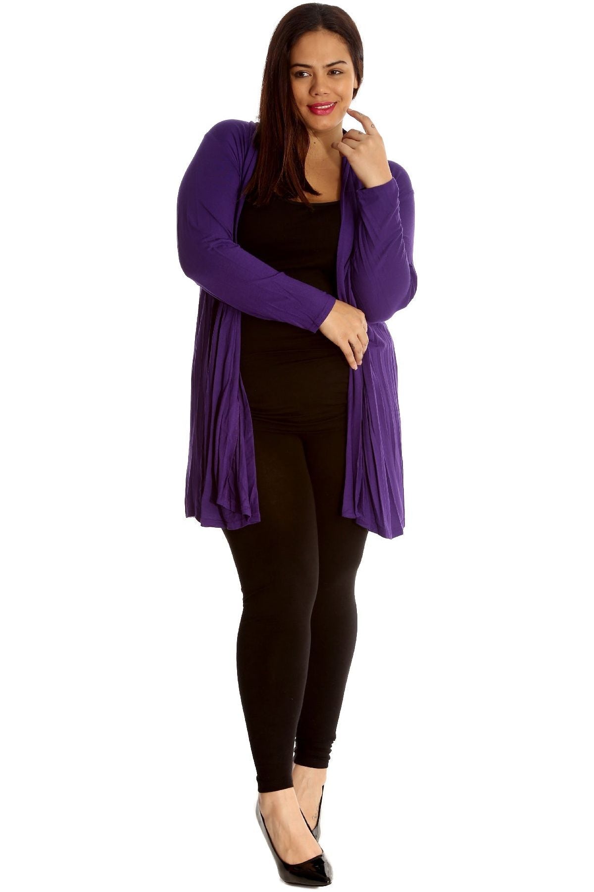 Turquoise Plus Size Lace Back Open Pleated Cardigan For Women 24-26 - Dropwear