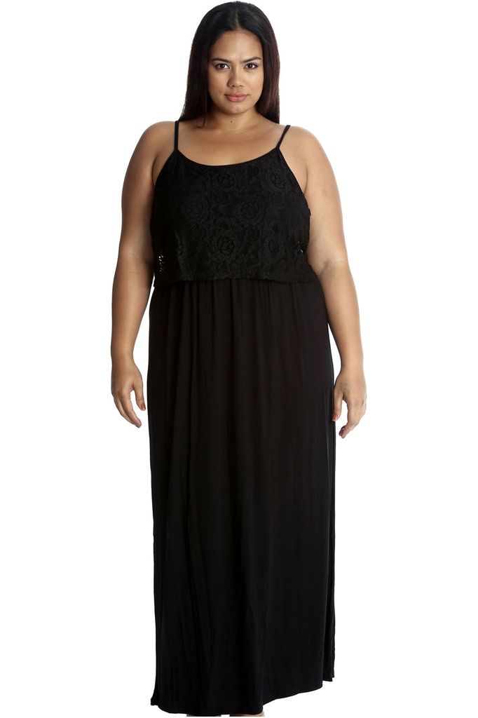 Royal Blue Plus Size Lace Top Sleeveless Maxi Dress For Women 20 - Dropwear