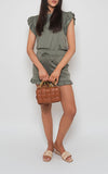 Khaki FRILL CO-ORD SHORT SET For Women 16-18 - Dropwear