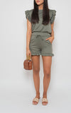 Black FRILL CO-ORD SHORT SET For Women 8-10 - Dropwear