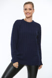 Royal Blue Plus Size Cable Knit Top Jumper Sweater For Women 20-22 - Dropwear