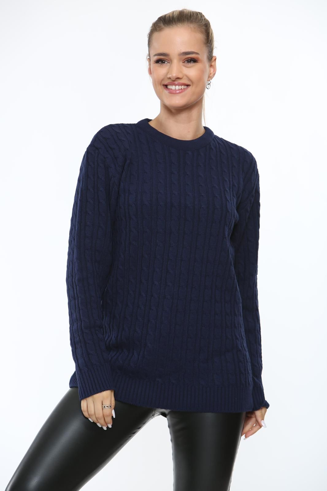 Light Blue Cable Knit Top Jumper Sweater For Women 12-14 - Dropwear
