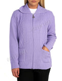 Black Knit Collar Long Sleeve Zip Cardigan For Women 8-10 - Dropwear