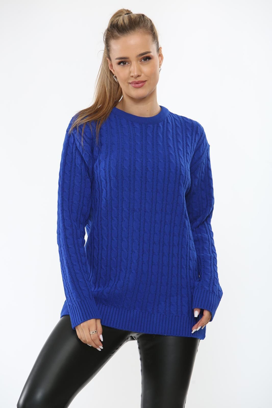 Black Cable Knit Top Jumper Sweater For Women 12-14 - Dropwear