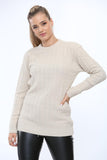 Light Grey Cable Knit Top Jumper Sweater For Women 8-10 - Dropwear