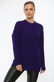 Light Grey Cable Knit Top Jumper Sweater For Women 12-14 - Dropwear