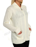 Yellow Knit Collar Long Sleeve Zip Cardigan For Women 8-10 - Dropwear
