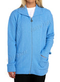 Yellow Knit Collar Long Sleeve Zip Cardigan For Women 12-14 - Dropwear