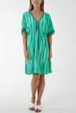 Aztec Print Mini Dress with Tassels For Women  - Dropwear