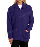 Mustard Knit Collar Long Sleeve Zip Cardigan For Women 12-14 - Dropwear