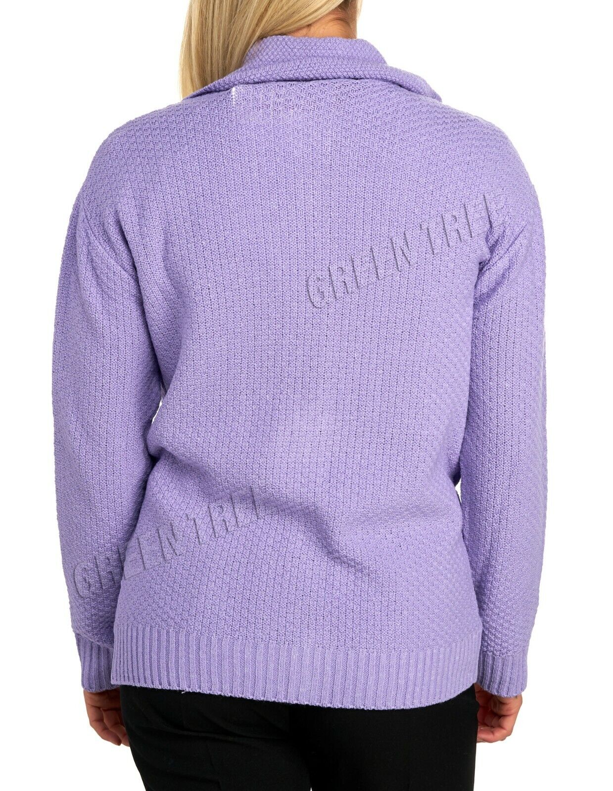 Teal Knit Collar Long Sleeve Zip Cardigan For Women 8-10 - Dropwear
