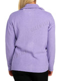 Red Plus Size Knit Collar Long Sleeve Zip Cardigan For Women 16-18 - Dropwear