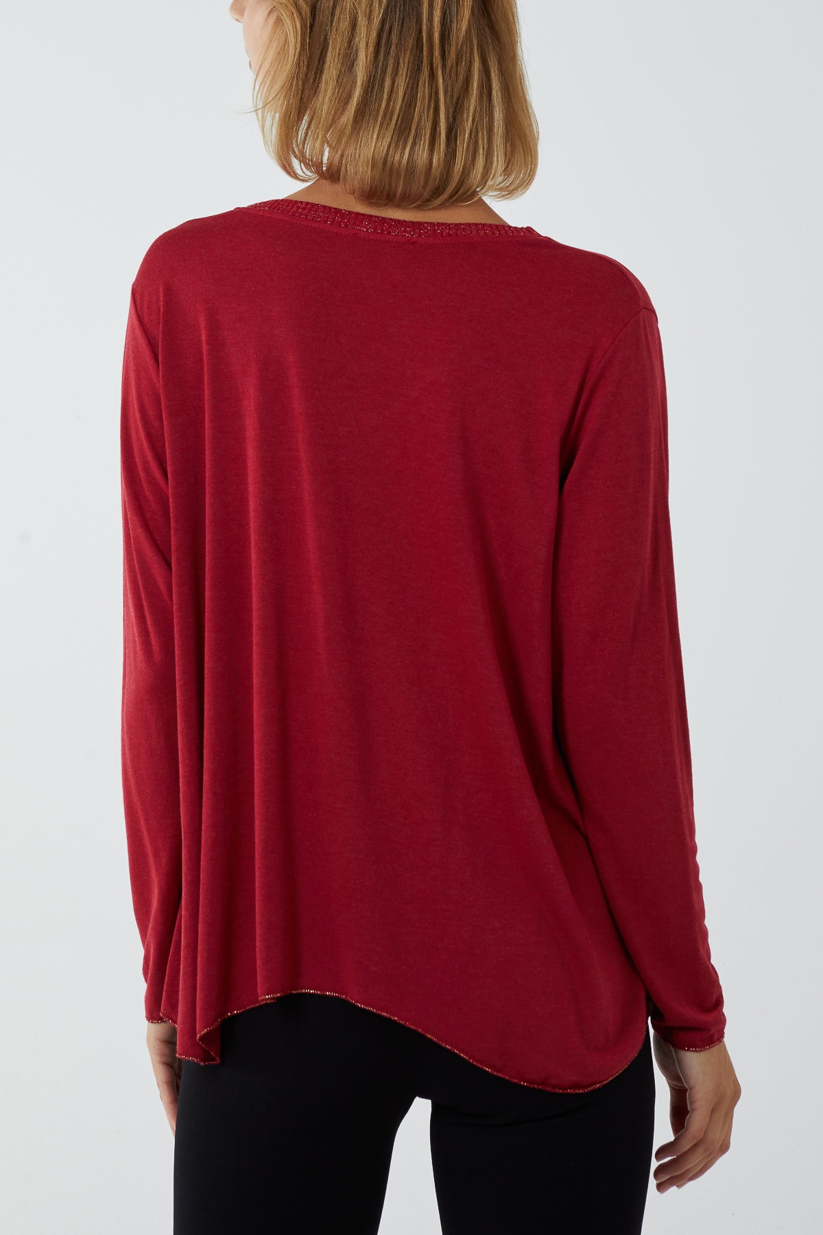 Ribbed V-Neck Oversized Raw Edge Jumper For Women  - Dropwear