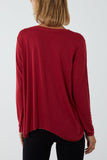 Ribbed V-Neck Oversized Raw Edge Jumper For Women  - Dropwear