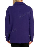 Teal Knit Collar Long Sleeve Zip Cardigan For Women 12-14 - Dropwear