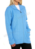 Knit Collar Long Sleeve Zip Cardigan For Women  - Dropwear
