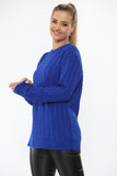 Light Grey Plus Size Cable Knit Top Jumper Sweater For Women 18-20 - Dropwear