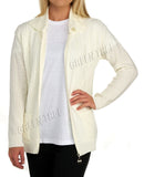 Light Turquoise Knit Collar Long Sleeve Zip Cardigan For Women 8-10 - Dropwear