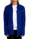 Light Turquoise Knit Collar Long Sleeve Zip Cardigan For Women 12-14 - Dropwear